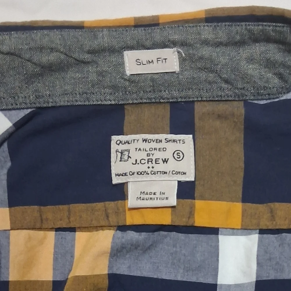 J. Crew Fitted EUC Sz. S Blue/Gold Long Sleeve‎ Casual Botton Down Shirt.